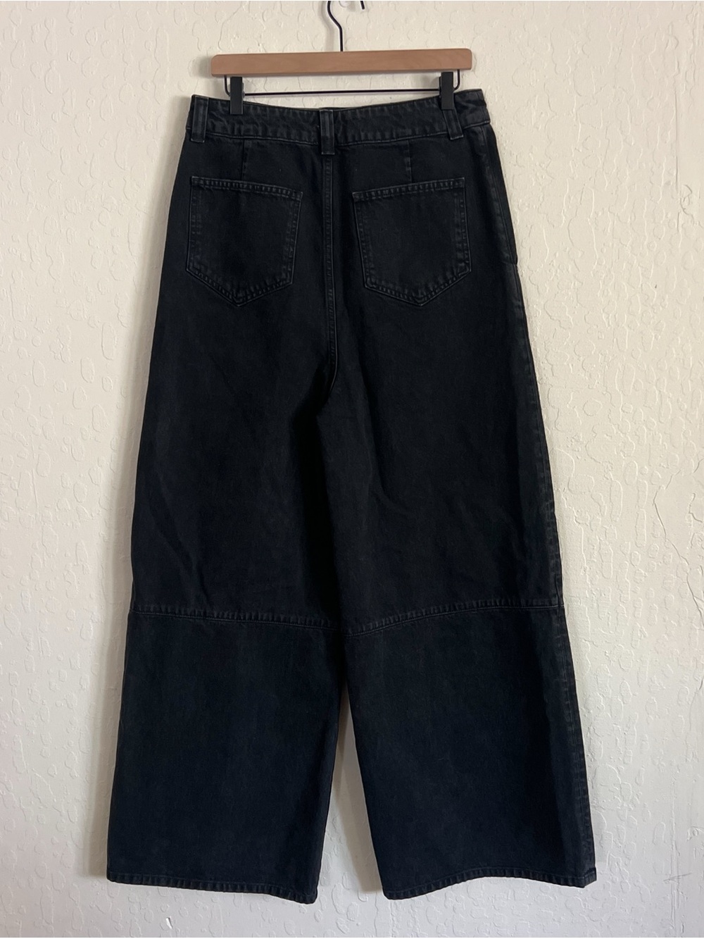 Khaite Isla Paneled High Rise Wide Leg Jeans 31 Black Rigid Heavyweight Denim - Picture 12 of 15